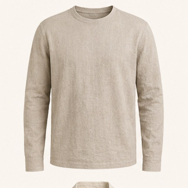 Linen Long-Sleeve T-Shirt private label manufacturing by UNO VERRA® in Türkiye
