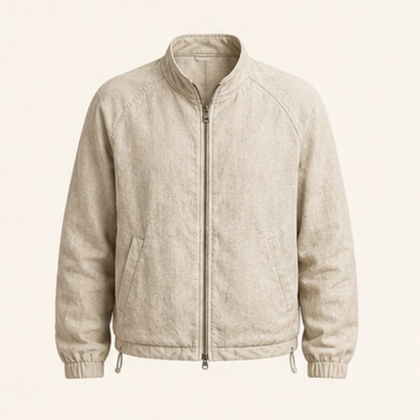Linen Zipper Jacket private label manufacturing by UNO VERRA® in Türkiye
